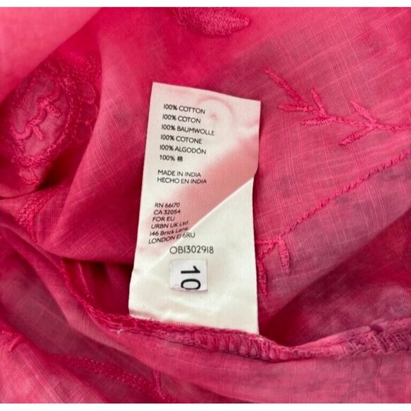 PILCRO Pink Watercolor Tie Dye Floral Embroidered Button Down Shirt Size Small - Picture 8 of 9